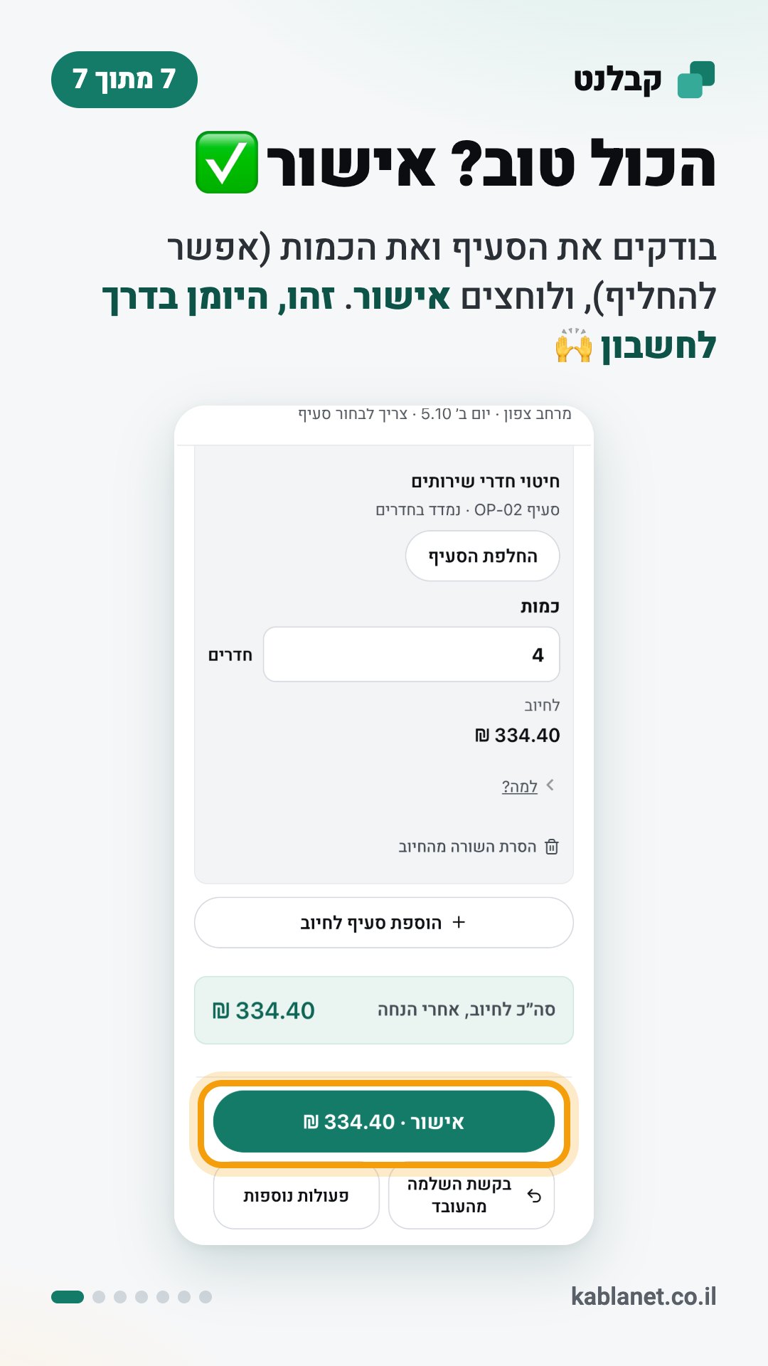 צילום מסך מקבלנט: הכול טוב? אישור